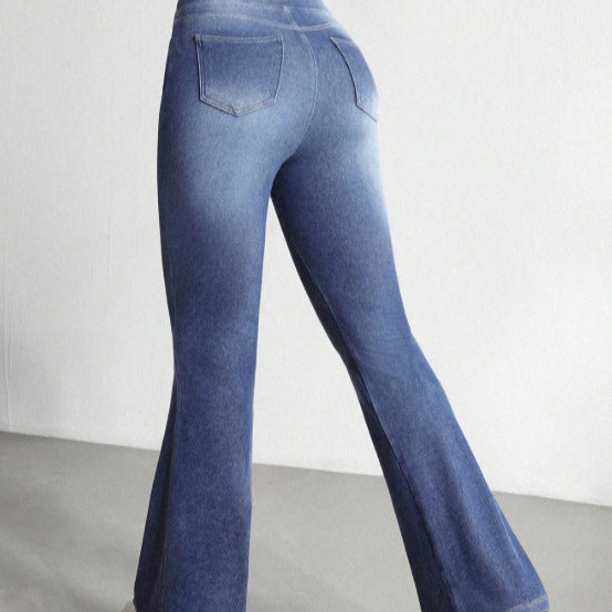 Amazon tiktok pinduoduo foreign trade cross-border fashion high elastic tummy control retro micro-flared jeans for women spring autumn