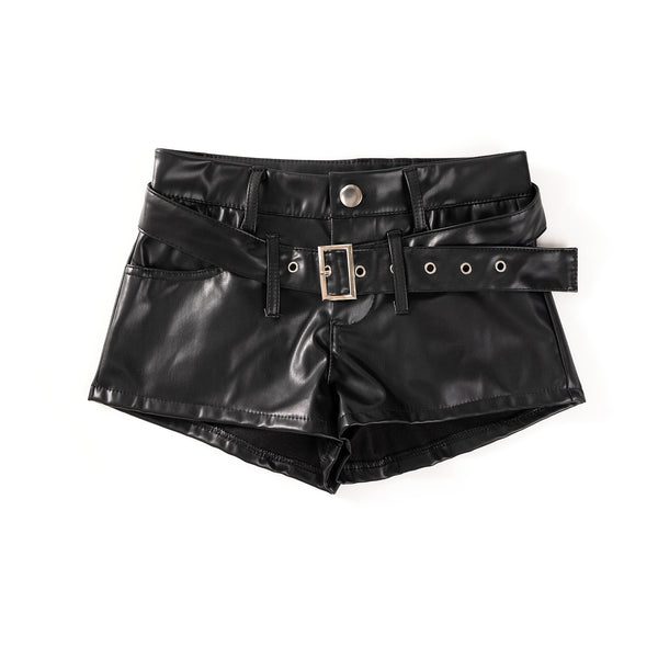 9052 #New Sprinkle Bar Girl Troupe Performance Clothing Faux Leather Boots and Pants Summer and Autumn Medium and Low Waist Nightclub Spice Girls Super Shorts