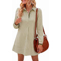dopamine  autumn new arrival: high-end, elegant bubble sleeve striped mini dress