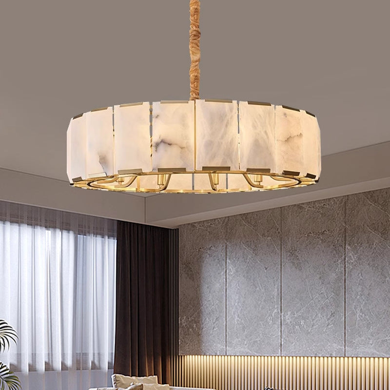 Spain imported natural marble all copper chandelier living room dining room bedroom matching minimalist light luxury high-end lamps