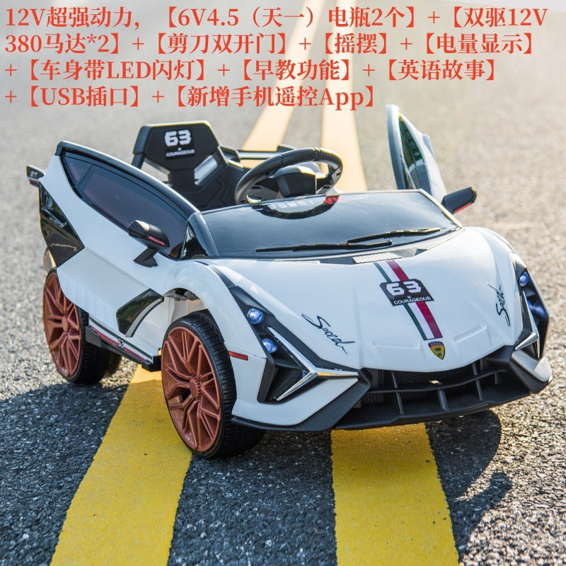New supercar children's electric car four-wheel car double drive baby remote control car double electric sports car