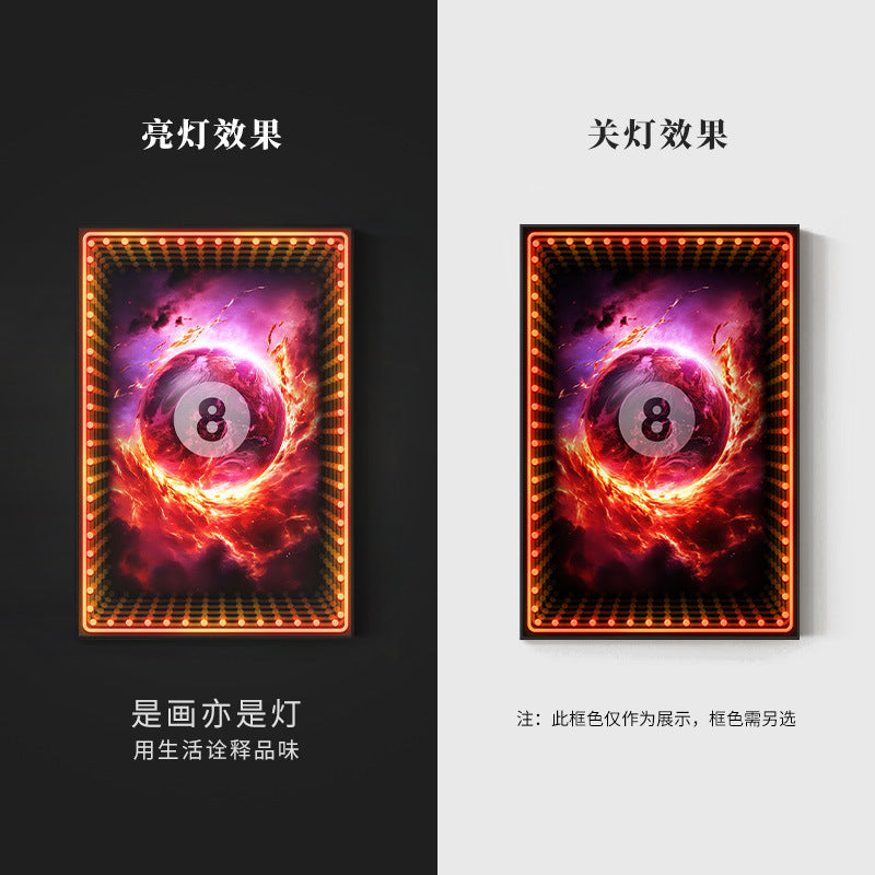 Black eight ball astronaut billiard hall wall decoration painting luminous billiard room hanging painting chess and card club atmosphere light painting