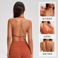 Sexy deep v halter bra with twist detail - breathable, backless, push-up sports bra for pilates and yoga - yg-1005