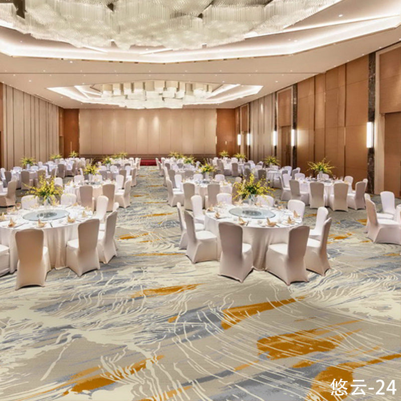 Custom carpets for hotel banquet halls, corridors, and aisles - fire-retardant, full-spread nylon printed carpets for restaurants and dining rooms