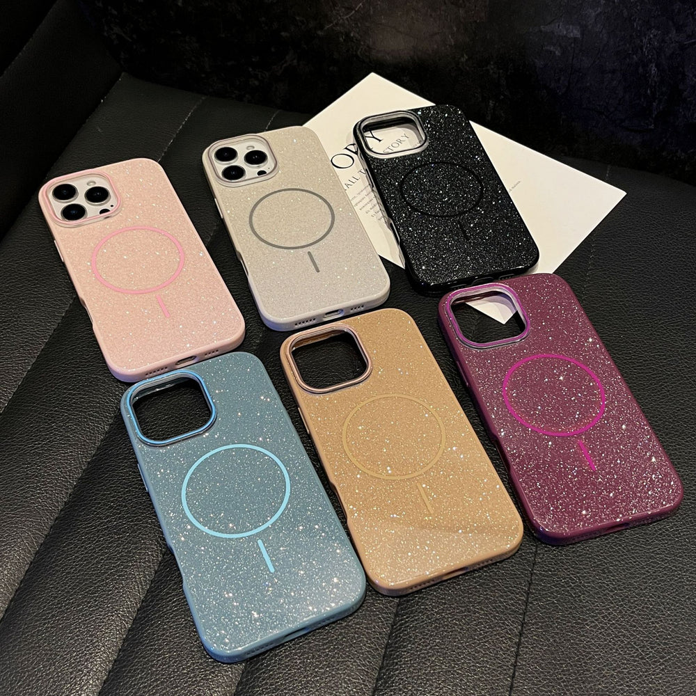 Custom high-value imd glitter luxury fashion magnetic solid color minimalist phone case for apple 16/15/14
