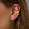 fashionclassyfashion women's earrings, ring-shaped single ear set earrings, copper-plated 14k real gold ear clips