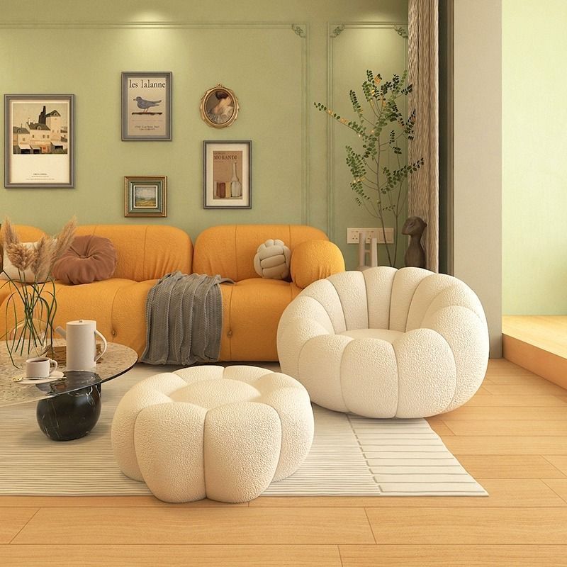 Lazy sofa can lie down and sleep casual chair balcony popular tatami bedroom single pumpkin small sofa cream