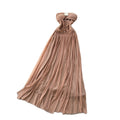 French sleeveless bandeau pleated dress women's summer high waist slimming elegant long mesh gown