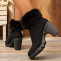 New arrivalbootsshortfall and winter fur women's boots side zipper high heel fashion boots cross-border plus sizeheattech cotton boots for women