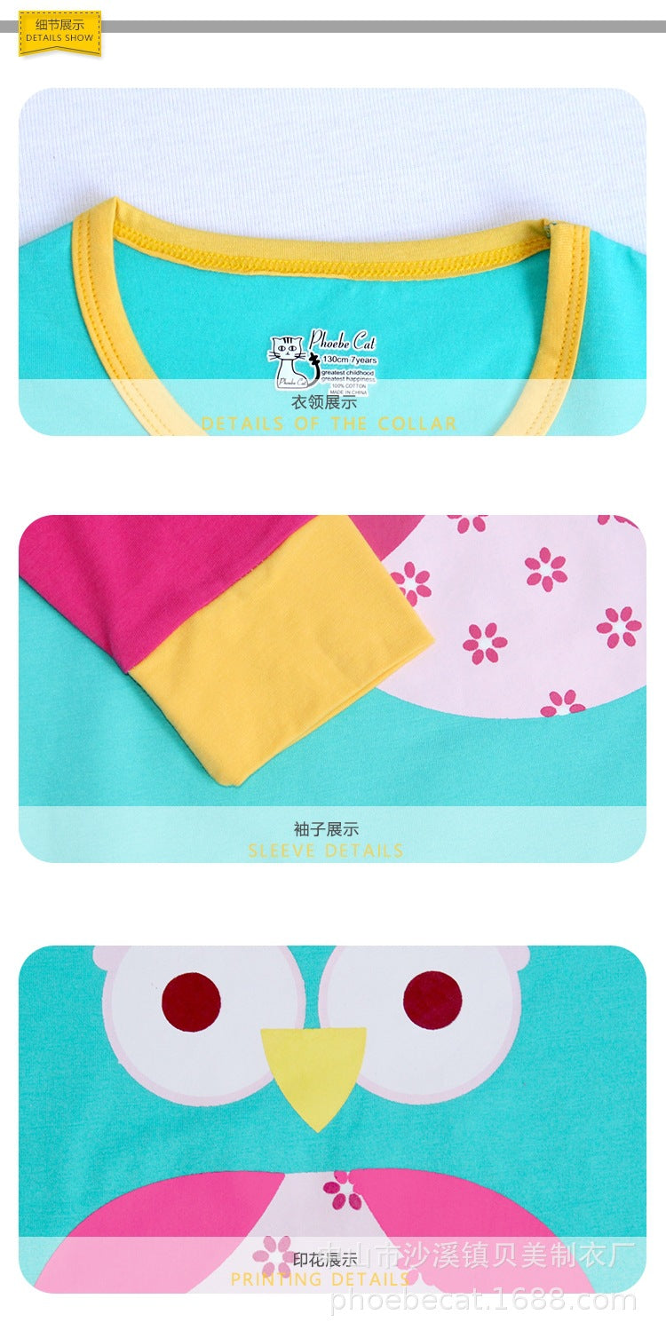 e-commerce children's pajama set, pure cotton girls' thermal underwear, casual cartoon girls' loungewear, children's clothing