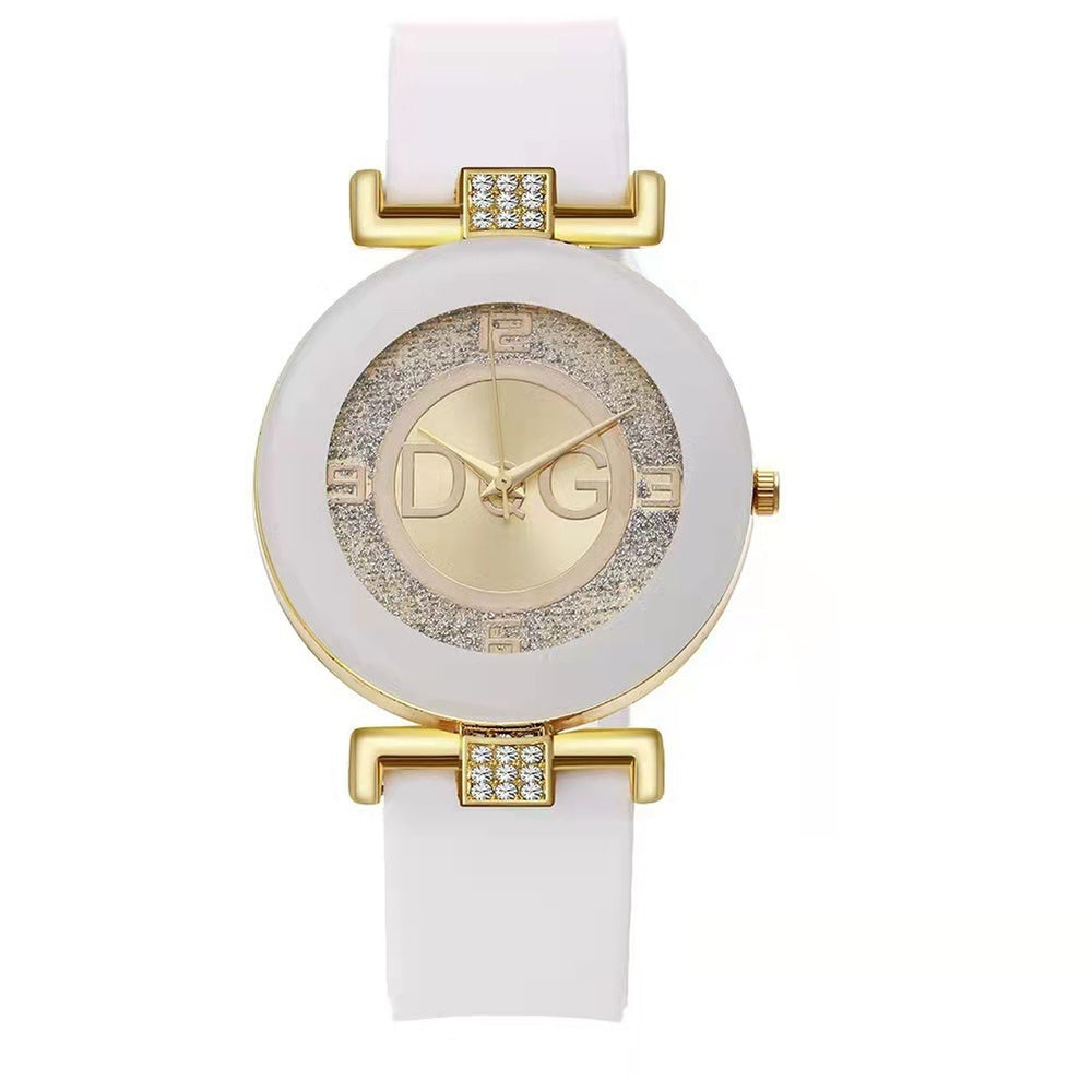 new arrival silver powder dial women's watch silicone strap fashiontrendy quartz watch women's watch manufacturer wholesale