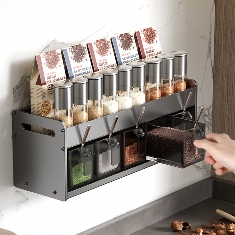 Household seasoning box, kitchen seasoning, salt, monosodium glutamate, pepper seasoning, storage box, wall-mounted seasoning, bottle and can combination set