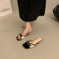 Korean-style french bow color block sandals - low heel wedge, comfortable and versatile summer women's slides - summer ready stock wholesale