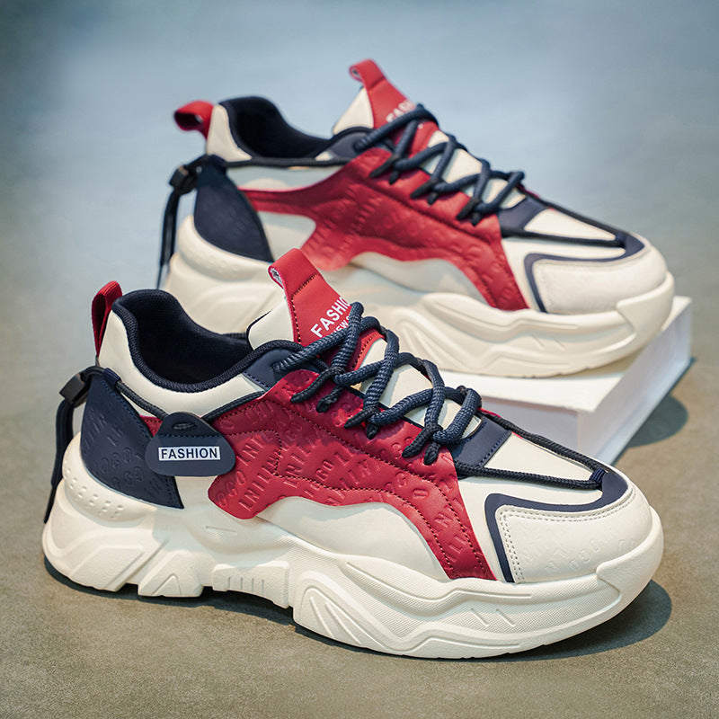 Dad shoes men's shoes 2026 spring new breathable trendy shoes men's trendyeasiest for matchthick sole heightened casual sports shoes