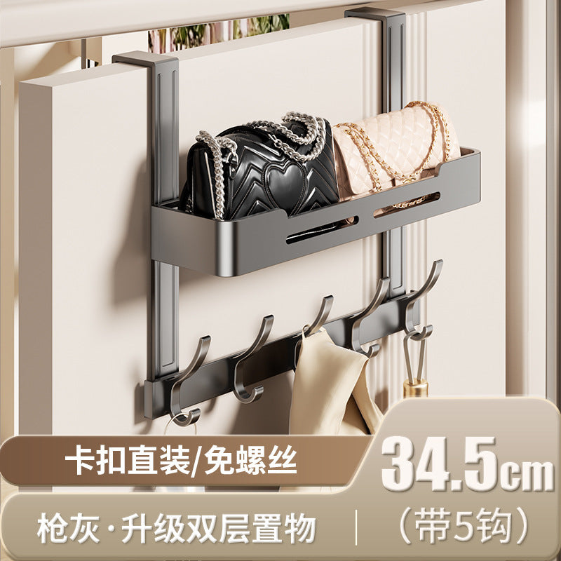 Over-the-door hook rack - no drilling required! perfect for hanging clothes, keys, and hats. a space-saving organizer for your bedroom or entryway