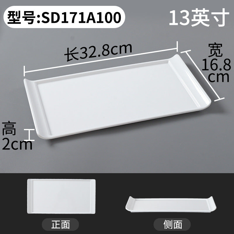 Xiangyuanmei melamine tableware white plate rectangular commercial catering beef plate plastic dinner plate hot pot mutton plate