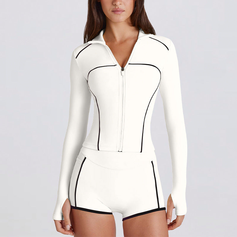 new arrival quick-drying yoga wear long sleeves sports fashion bodybuilding slim fit tops zipper sun protection clothing breathable outwear