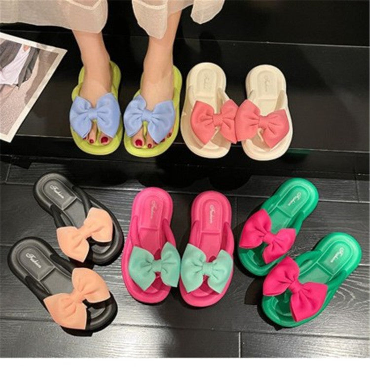 Women's soft sole slides - "cloud-like" comfort, perfect for summer 2025! cute bow detail, sweet beach flip-flops