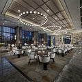 Hotel dining hall lobby chandelier - modern minimalist banquet hall light luxury ring round crystal chandelier - restaurant private room pendant light
