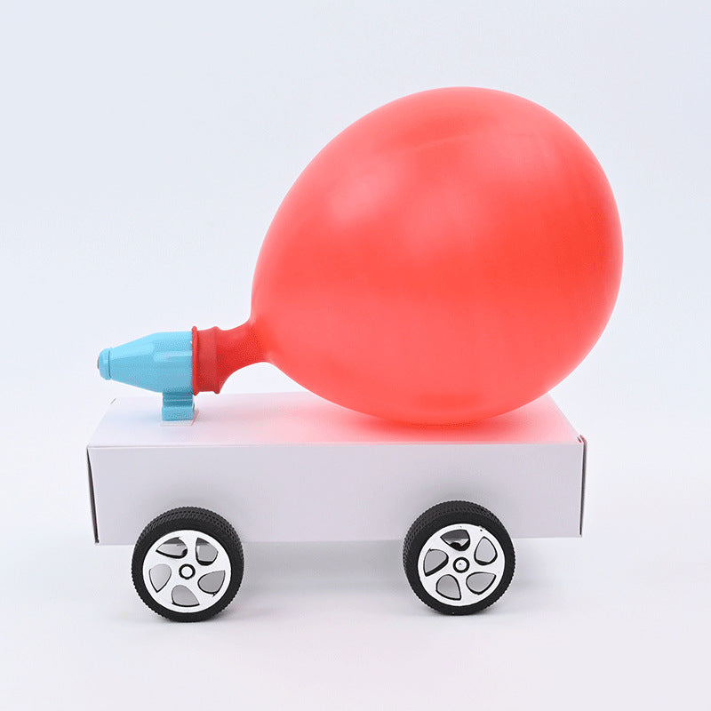 Balloon recoil trolley carton invention scientific experiment self-made vehicle primary school teaching version supporting small production recommendation