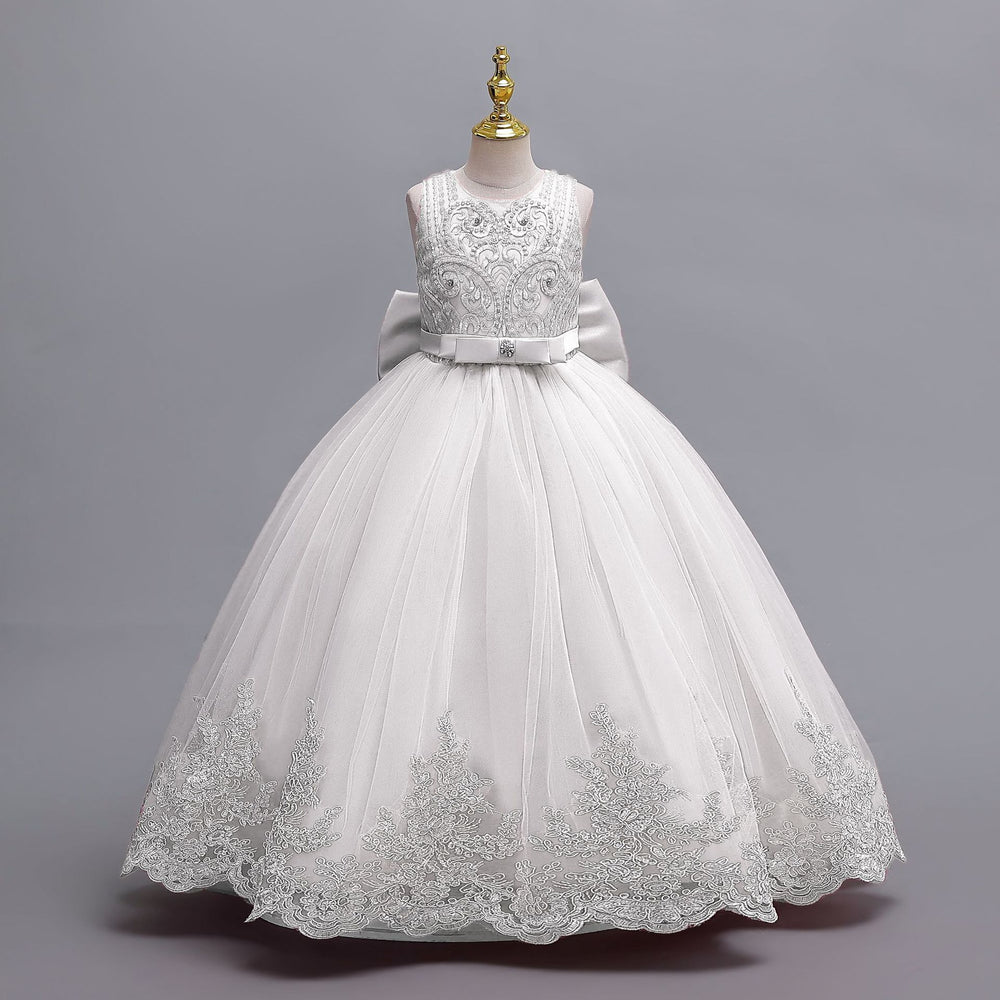 Ready-to-ship wholesale children's formal dresses, lace-trimmed wedding gowns, princess dresses, and runway dresses for girls