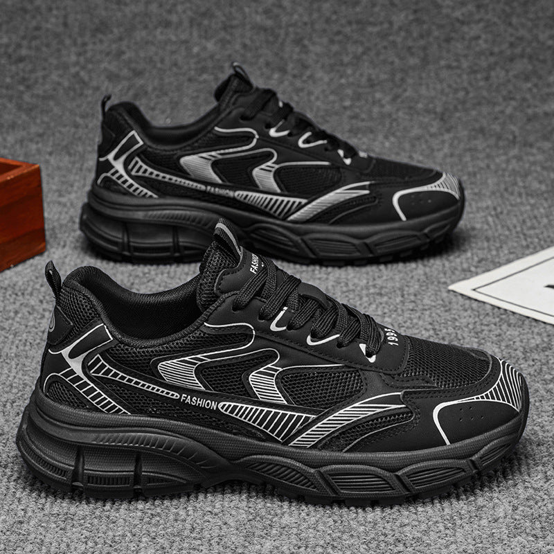 Men's shoes 2026 new summer breathable mesh casual sneakers men's versatile chunky sole trendy shoes height increasing dad shoes