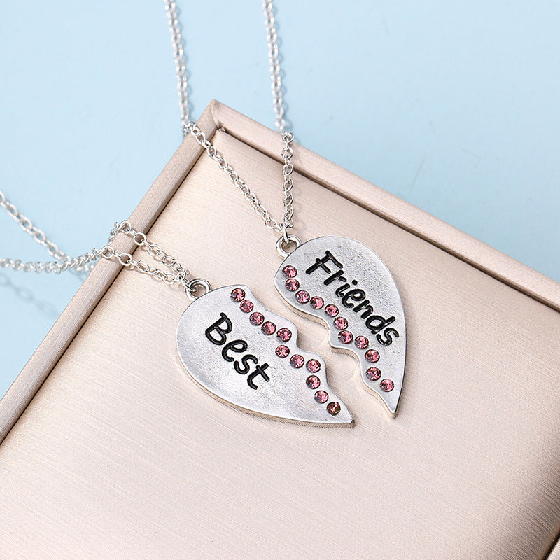 Wholesale heart pendants: european & american cross-border personalized jewelry for women - creative best friend & good friend heart-shaped letter necklace