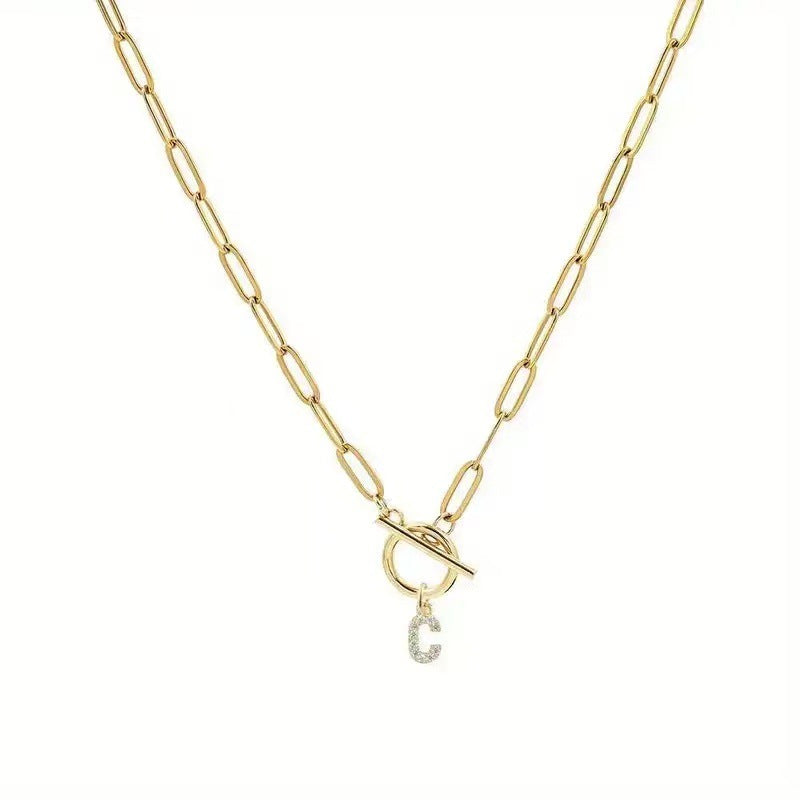 European and american cross-border new golden 26 mother necklace ins style fashionable hip hop clavicle chain retro literary and artistic elegant ladies