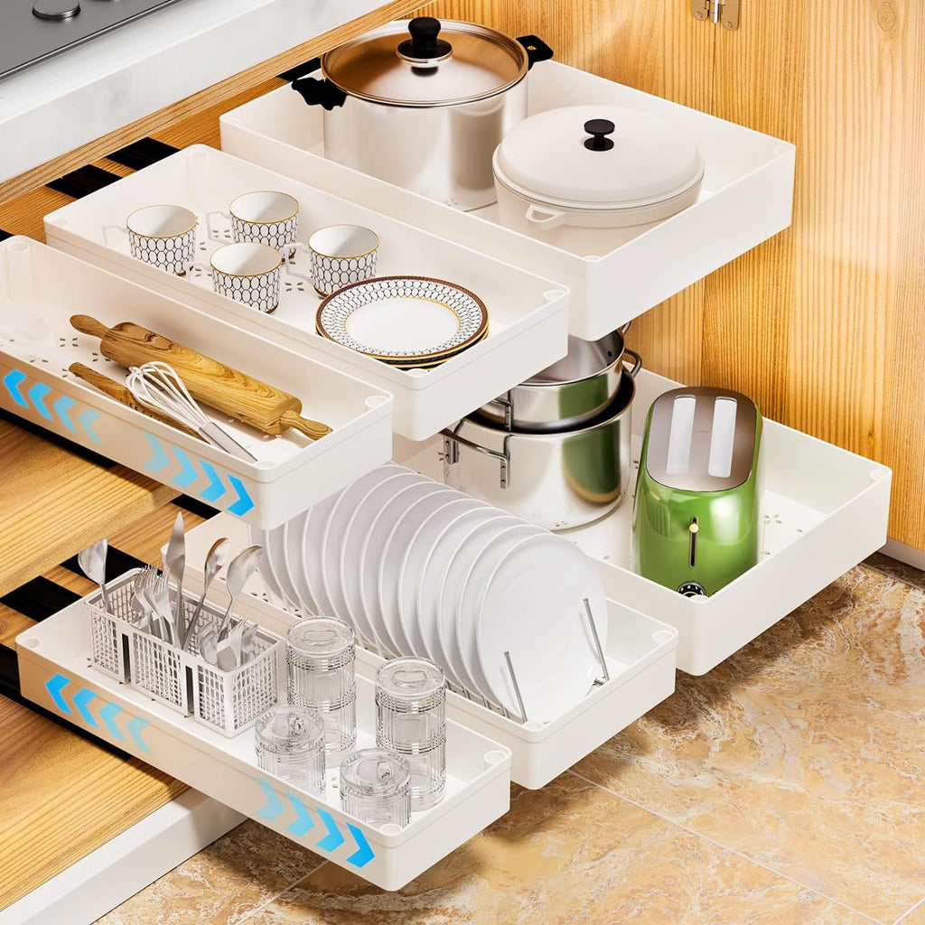 No punching kitchen pull-out rack under sink pull basket cabinet slide rail drawer storage box seasoning rack