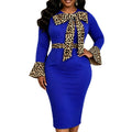 Fall and winternew arrival strap patchworklong sleeves hip skirt silm leopard print bell sleeve party dress dresses