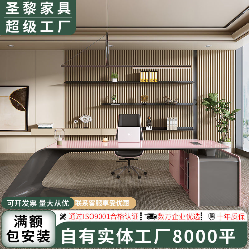 Accessible luxury paint boss table creative office desk casual modern manager table president office desk table and chair combination