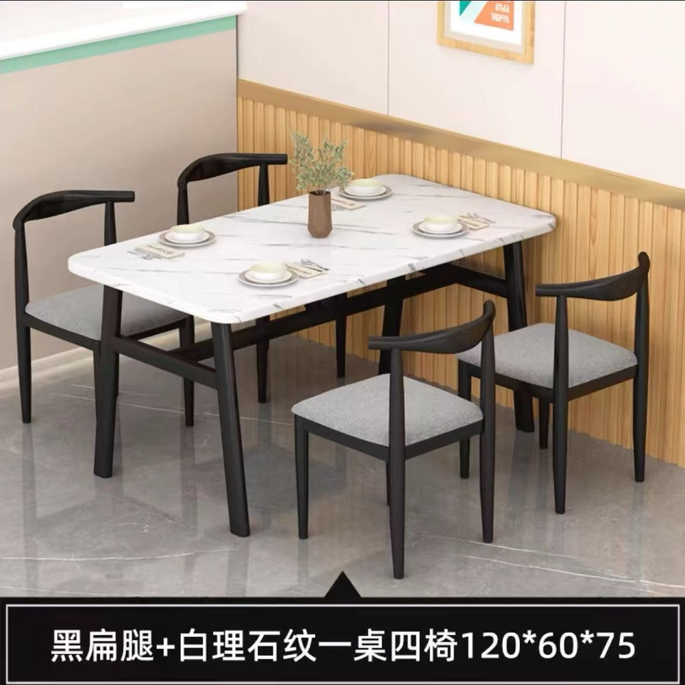 Luxury faux marble commercial dining table - rectangular dining table for wall-mounted use in rental properties, hotels, noodle shops, and restaurants - dining table and chair set