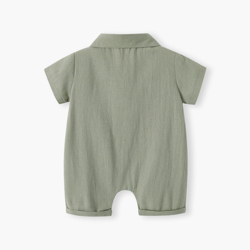 Newborn baby summer clothes - lightweight & adorable: newborn romper for baby boys - summer collection, perfect for first birthday celebrations - cute turn-down collar onesie