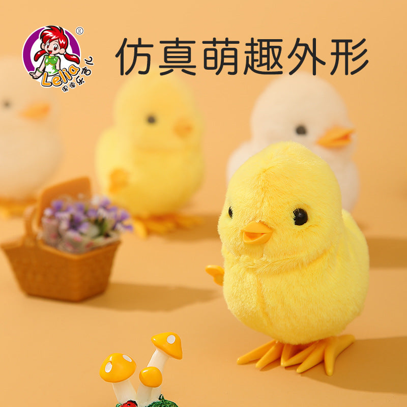 Bouncing chick walking toy kids popular plush jumping duck wind-up doll for girls, boys, and babies - animal toy