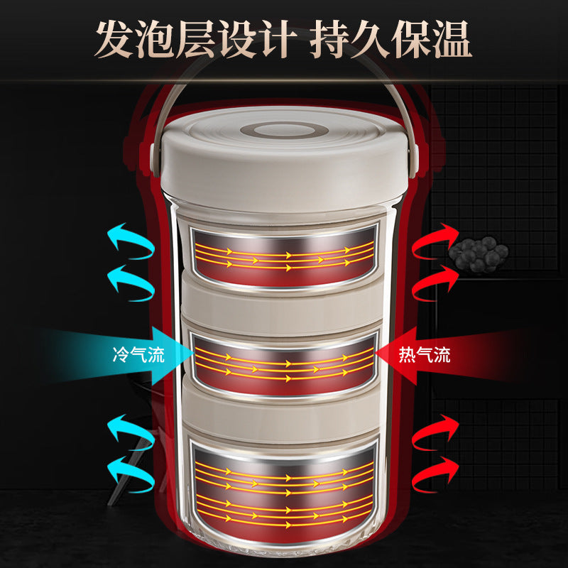 Portable, portable, multi-layer lunch box, foam insulation bucket, lift pot, Japanese-style sealed insulation lunch bucket, insulation lunch box, fresh-keeping box.