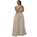 European and american cross-border women's fashion:  summer new collection - solid color button-down top & high-waisted wide-leg pants casual set
