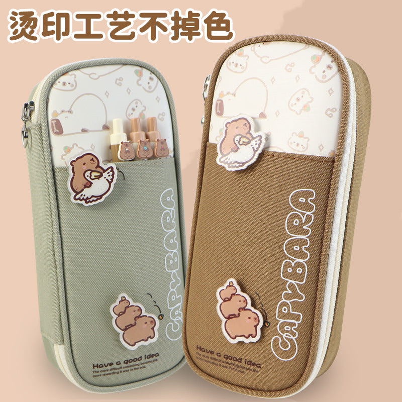 New Kapibara large-capacity pencil case high-value girl primary school stationery box junior high school girl cute pencil case
