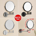 Wall-mounted makeup mirror, beauty mirror, cross-border bathroom folding double-sided magnifying round mirror, hotel bathroom vanity mirror