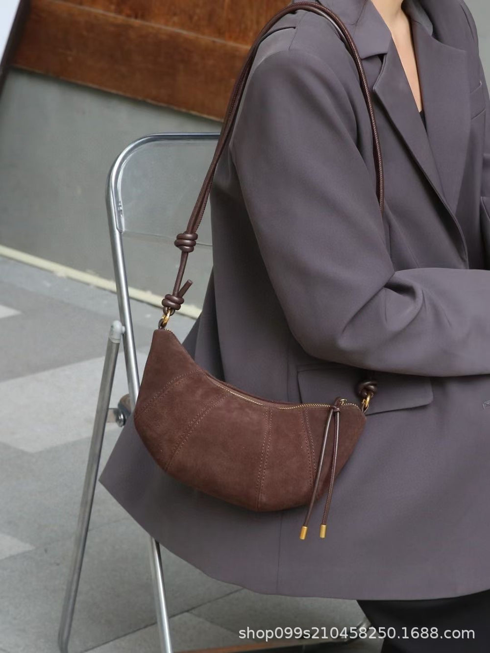 Croissant 2024 fall and winternew arrival women's bag fashioncasualretro velvet cowhide bag shoulder crossbody genuine leather bag