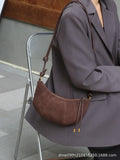 Croissant 2024 fall and winternew arrival women's bag fashioncasualretro velvet cowhide bag shoulder crossbody genuine leather bag