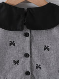 spring/summer new arrival: cross-border girls' preppy bowknot print romper