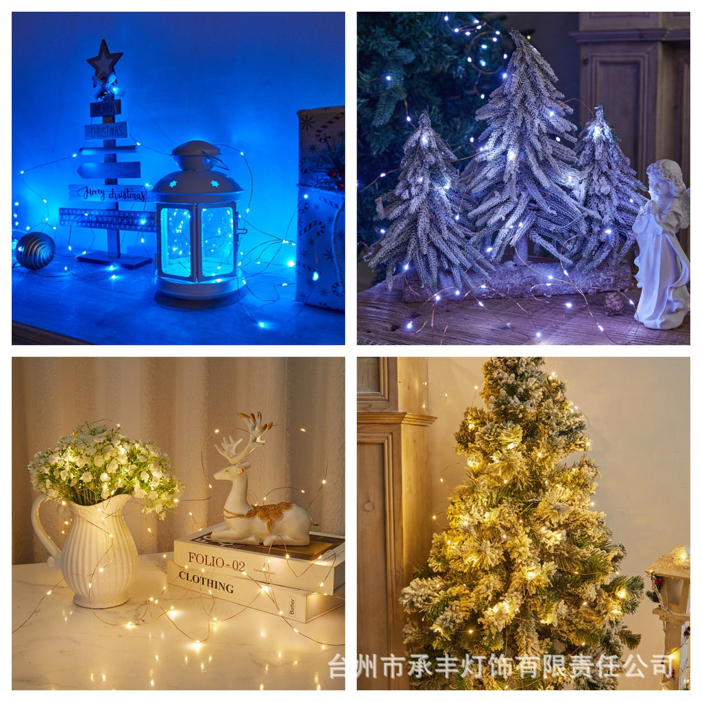 LED solar copper wire light string outdoor waterproof gypsy star light string Christmas atmosphere decoration small lights flashing belt