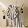 cross-border fashion: european & american style striped print v-neck set - new autumn/winter collection for  & independent e-commerce stores