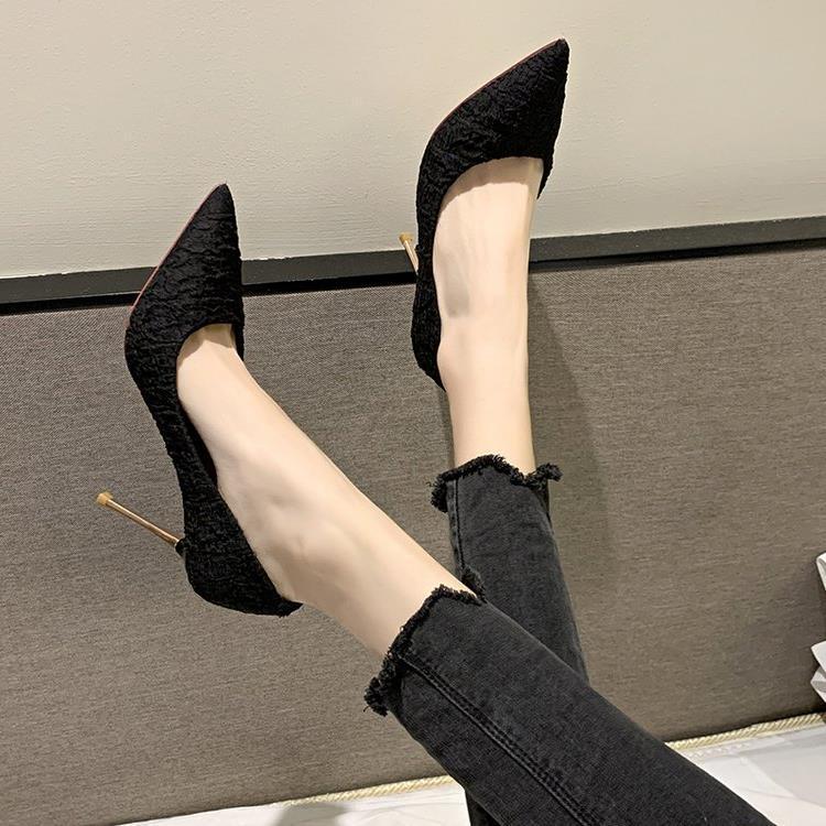 Internet celebrity small fresh French girl high heels women 2022 spring and autumn new sweet pointed shallow mouth professional single shoes women