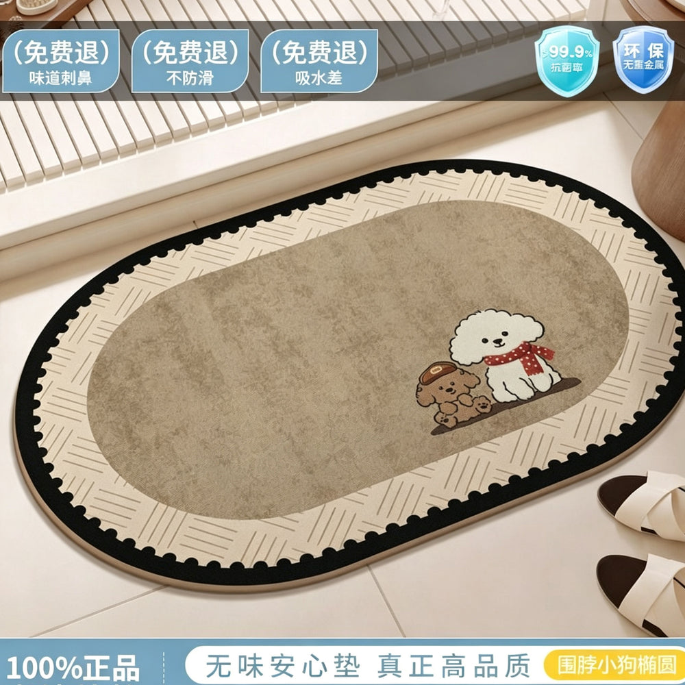 Diatom mud bathroom floor mat door absorbent quick-drying for home bathroom toilet foot mat medieval style wash basin non-slip