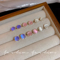 Pink small cat's eye earrings for women, no need to take off the ear bones, earrings, accessible luxuryclassy sense of ear piercing, ear jewelry