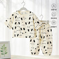 Class a pajamas gauze pure cotton spring summer thin baby air-conditioning home clothes 7-quarter sleeves + pants kidssuit