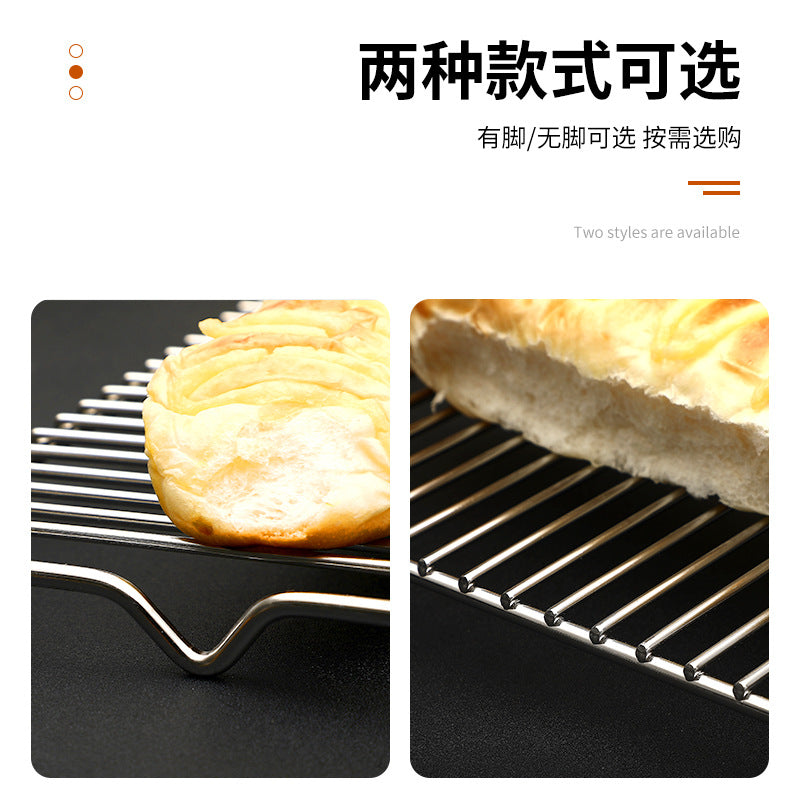 Stainless steel footed cooling net, flat barbecue net, oven net rack, bread baking water filter rack, oil drain net 60x40cm