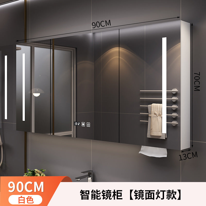 Smart bathroom mirror Solid wood separate wall-mounted bathroom mirror cabinet Locker Toilet storage locker Mirror