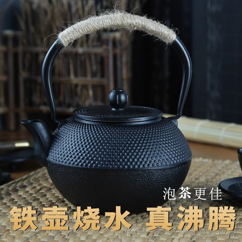 Iron kettle small ding cast iron teapot wholesale stove tea pot retro japanese style water kettle tea set suit wholesale